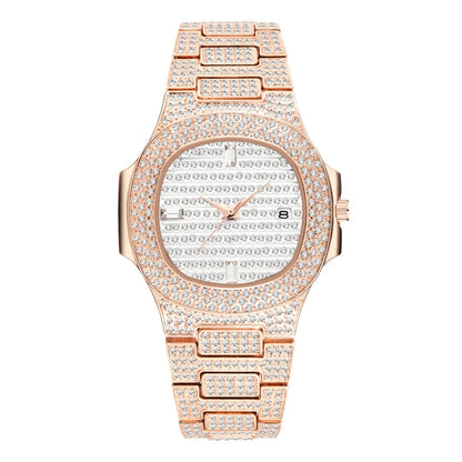 New Luxury Diamond Watch Men Iced Out Watches Calendar Waterproof Quartz Wristwatches Male Clock Relogio Masculino Drop Shipping