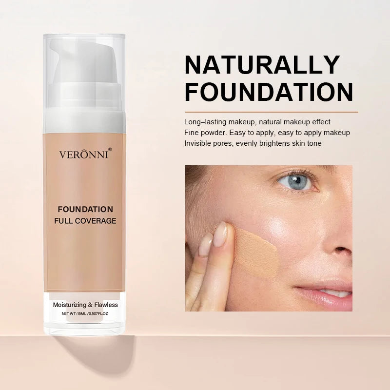 3-Piece Beginner Face Makeup Kit-Matte Waterproof Foundation,Hydrating Primer,Oil-Control Loose Powder,Full Coverage Concealer