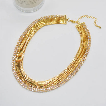 Multi-Layer Metal Strap with Diamond Necklace, European and American Sexy Collarbone Chain, High-End Feeling women necklace