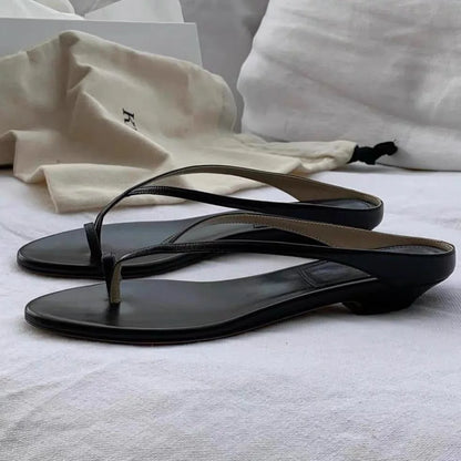 Women's Minimalist Thin Strap Sandals 2026 New Summer Flip Flops Elegant Clip Toe Flat Slides Casual Beach Shoes for Ladies