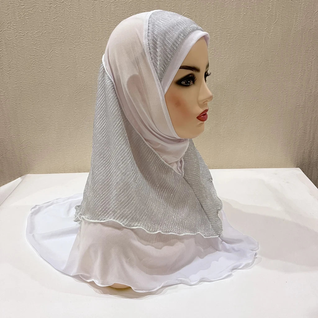 H076 Adults or big girls medium size 70*60cm pray hijab muslim hijab scarf islamic headscarf hat amira pull on headwrap