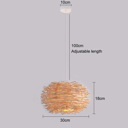 Bamboo Pendant Lights Hand Woven Ceiling Weaving Chandelier Lamp Rattan Wicker Hanging LED Fixtures Home Bedroom Bamboo Art Lamp