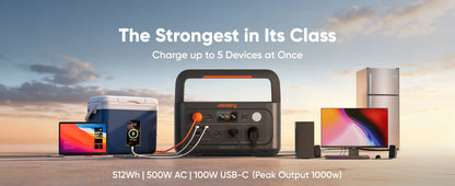 Jackery Portable Power Station Explorer 500 v2 New with 5m Extension Cord, 510Wh, Solar Generator for Outdoors Camping, Travel