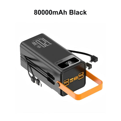 Gaiaray 50000mAh 80000mAh Portable Power Bank 120W Fast Charging Power Station Emergency Power Bank LED Charger for Home Camping