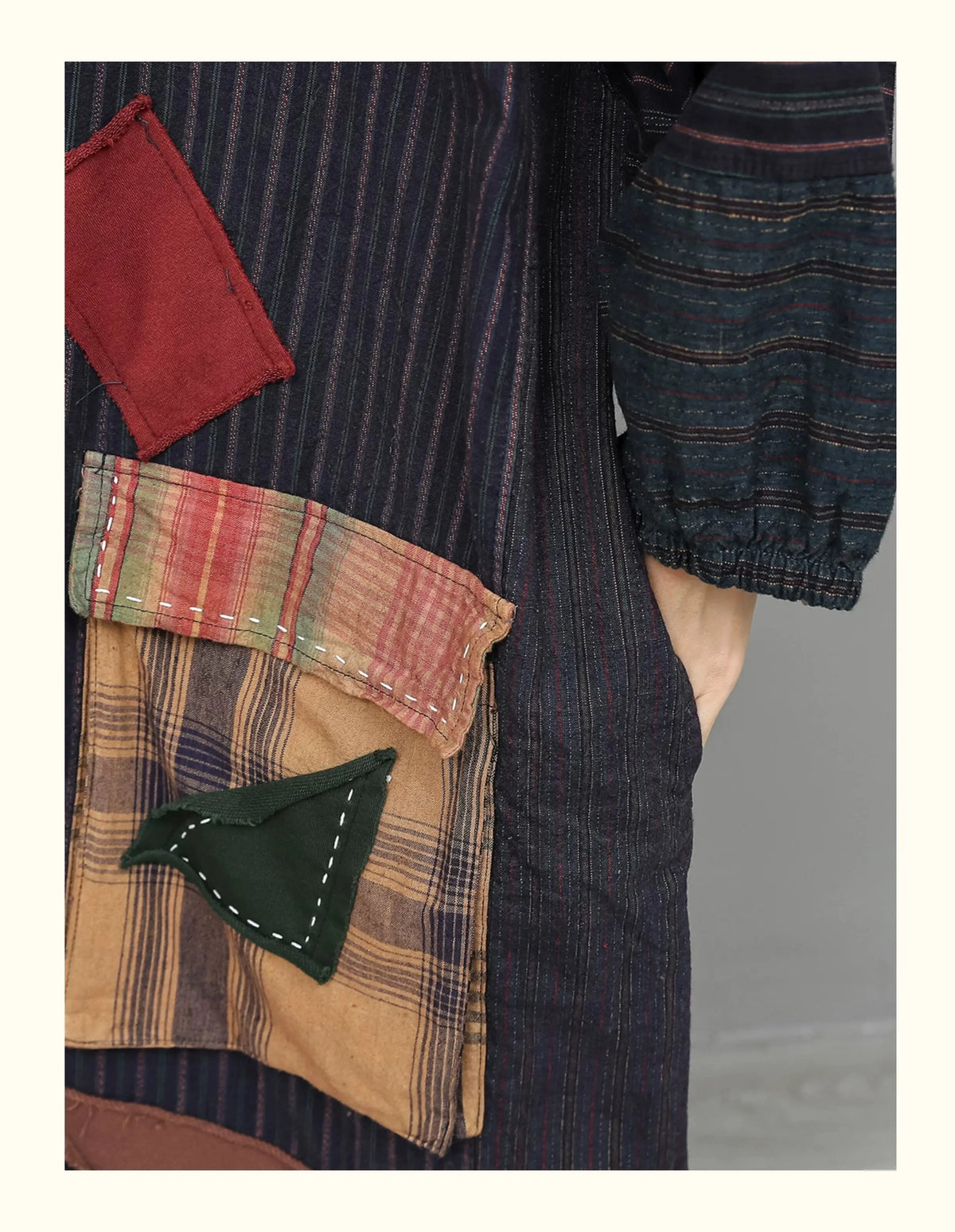 Unique Vintage-style Patchwork Jumpsuit Women Autumn Loose Hooded Long Sleeves Overalls LX6788