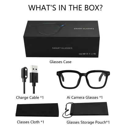 Smart AI Glasses with 8MP HD Camera, 1080P Video, Bluetooth/Wi-Fi, Voice Control & AI Recognition – Lightweight Hands-Free Glas