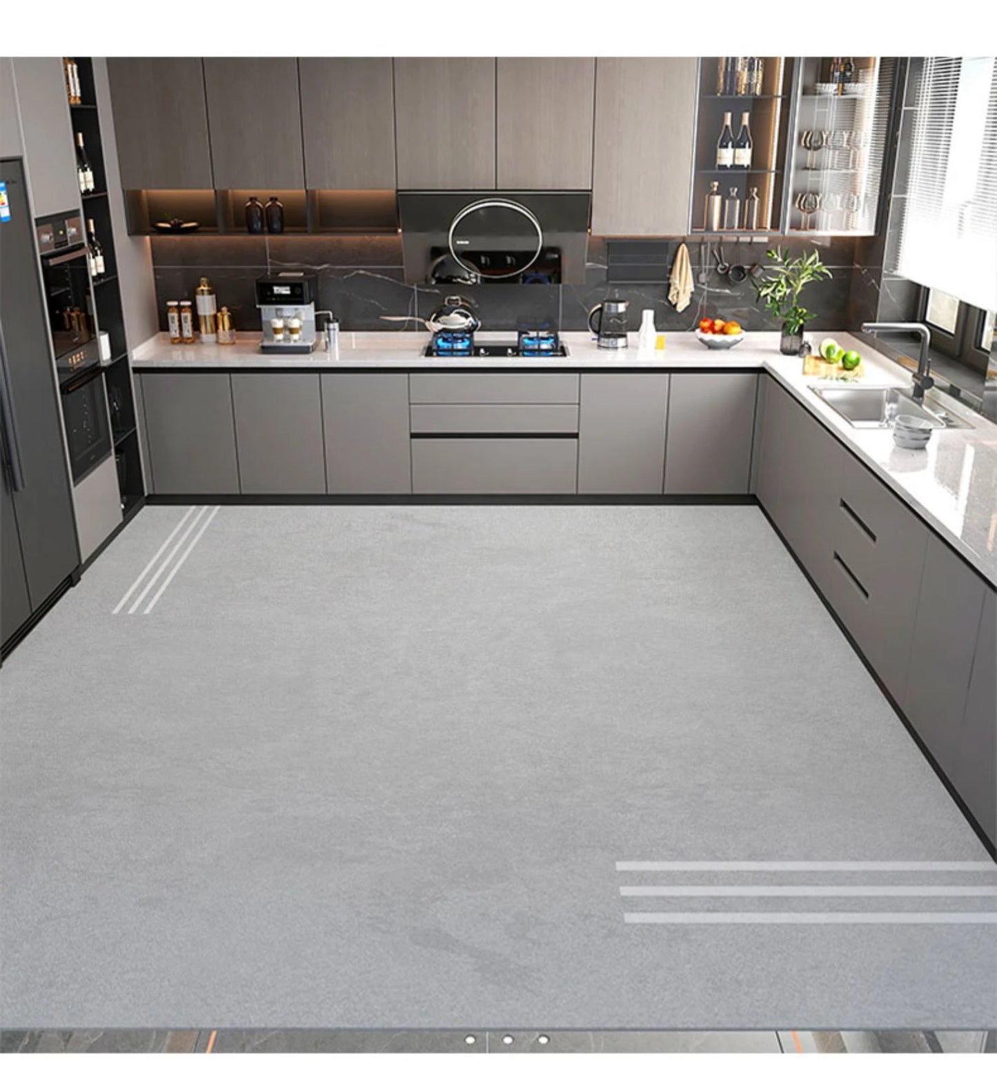 Modern Minimalist Balcony Washable Carpet Large Area Non-slip Floor Mat Anti-oil Anti-fouling Kitchen Rugs Home Pvc Leather Rug