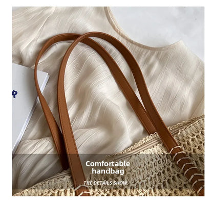 Hand-woven Women's Shoulder Handbag Bohemian 2025 Summer Fashion Straw Beach Tote Bag Travel Shopper Weaving Shopping Bags