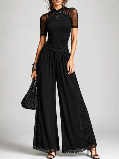 Solid Color Women Jumpsuits For Summer Autumn Short Sleeve Loose Fashion Streetwear Overalls Wide Leg Pants Trousers 2026