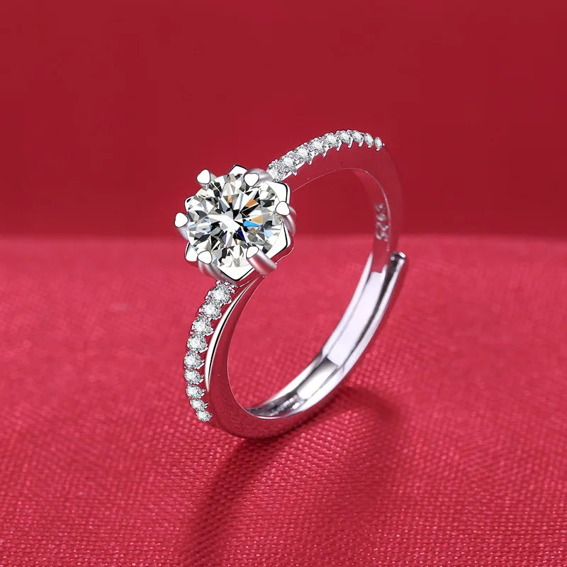 925 Sterling Silver Ring Heart AAA Zircon Open adjustable Engagement For Women Wedding Fashion Jewelry Party Gifts