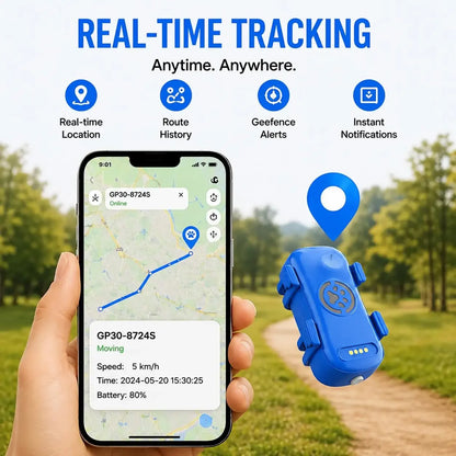 GPS Dog Cat 4G Tracker Built-in SIM with Real-Time Tracking Device, WiFi Home Positioning, IP67 Waterproof, Plan Required