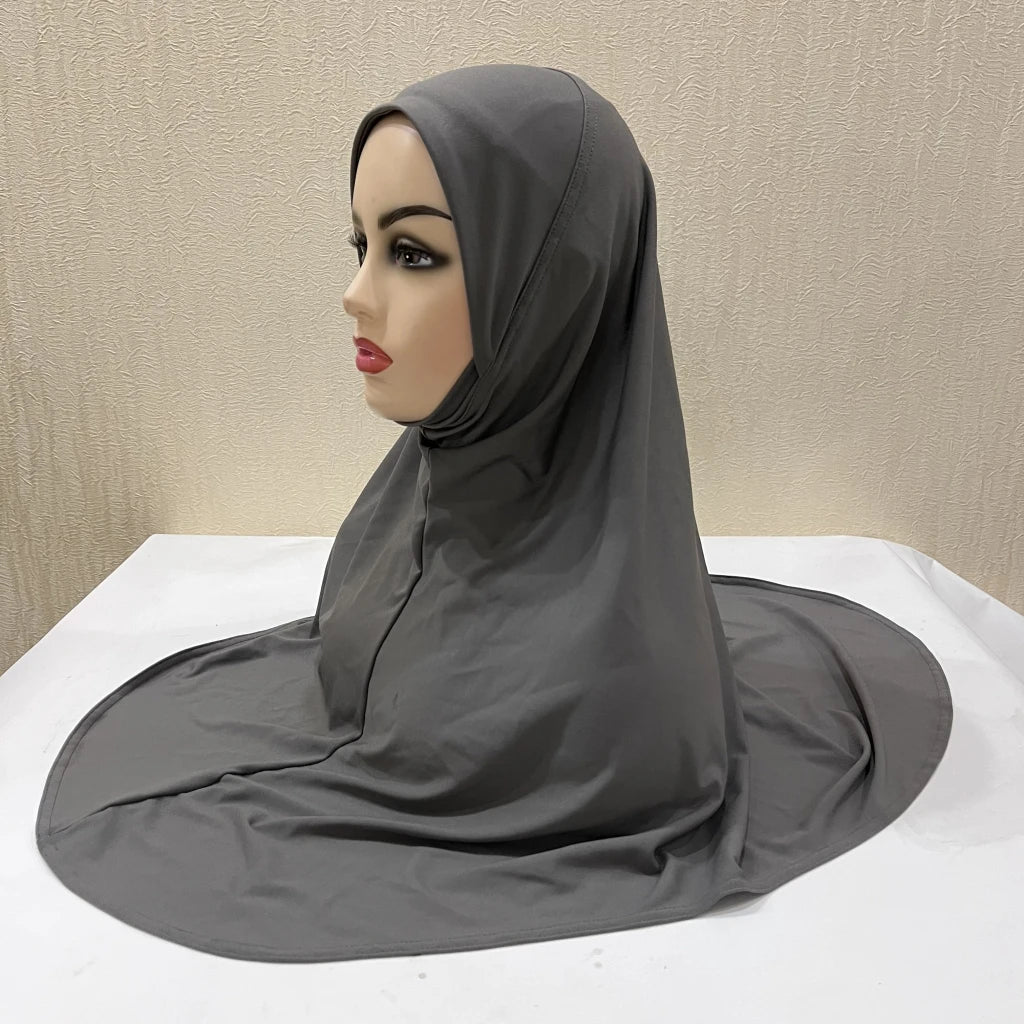 H124 Adults high quality big size muslim hijab scarf with chin part islamic headscarf hats armia pull on headwrap turban caps