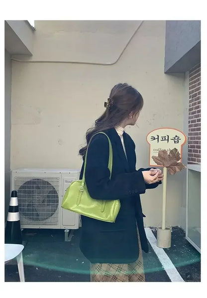 2026 Luxury Designer Handbags Pure Color Causal Bag Big Capacity Pillow Underarm Bag Green Commuter Shoulder Bags for Women