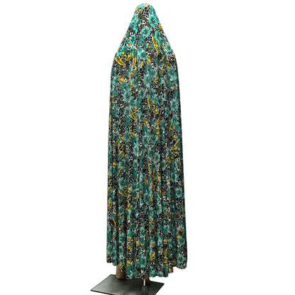 New Sleeveless Pullover Dress Women Prayer Garment Dubai Abaya Arab Jibab Flowers Print Loose Femme Khimar Kaftan Clothes 6XL