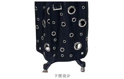 Nerazzurri Autumn Oversized Extra Long Pu Leather Trench Coat for Women Holes Hollow Out Luxury Designer Emo Streetwear Overcoat
