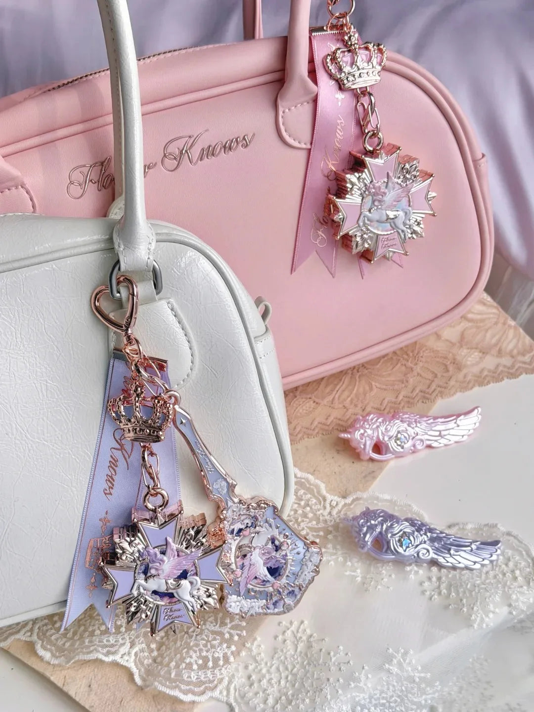 Flower Knows Knight Unicorn Eyeshadow Palette Charm Mini Makeup Accessory Fantasy Unicorn Design Cosmetic Bag Decoration