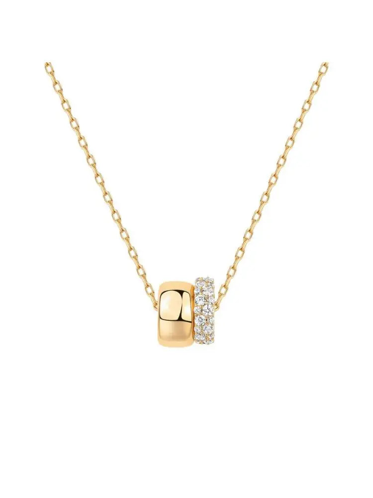 Fashion Light Luxury Diamond Double Circle Small Waist Pendant Fashion All-match Collarbone Chain Women Necklace Jewelry