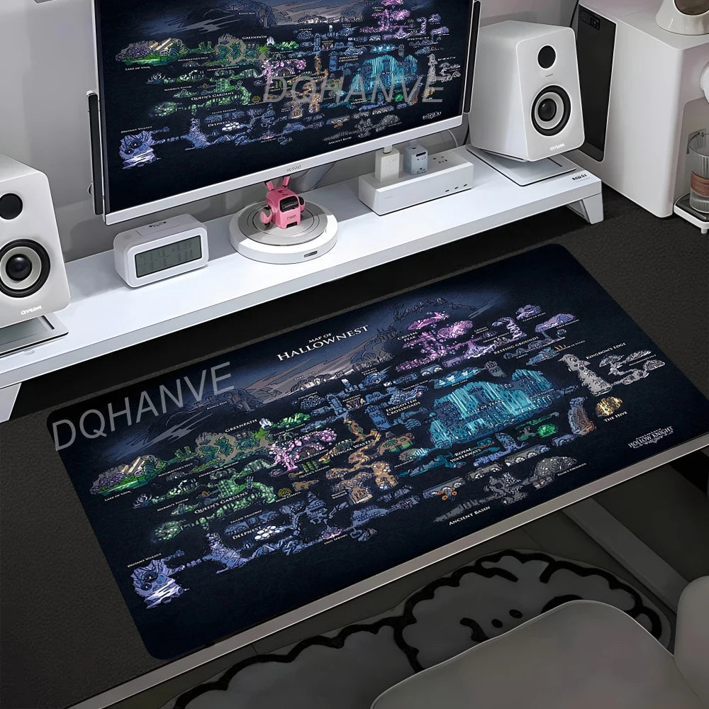 Gaming Mouse Pad Black And White Rubber Office Computer Mouse Mat Hollow Knight Anime Big Mousepad Gamers Desk Keyboard Mats