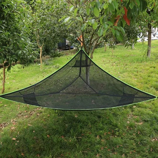 Multi‑Person Triangle Hammock Portable Large Family Hammock 2.8‑4M Outdoor Camping Aerial Hammock 150‑200KG Load‑bearing Nylon
