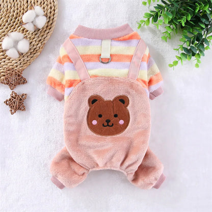 Autumn Winter Pet Dog Soft Fleece Clothes Warm Jumpsuit Coat for Small Medium Large Dog Cat Puppy Jacket Sweater with Leash Ring