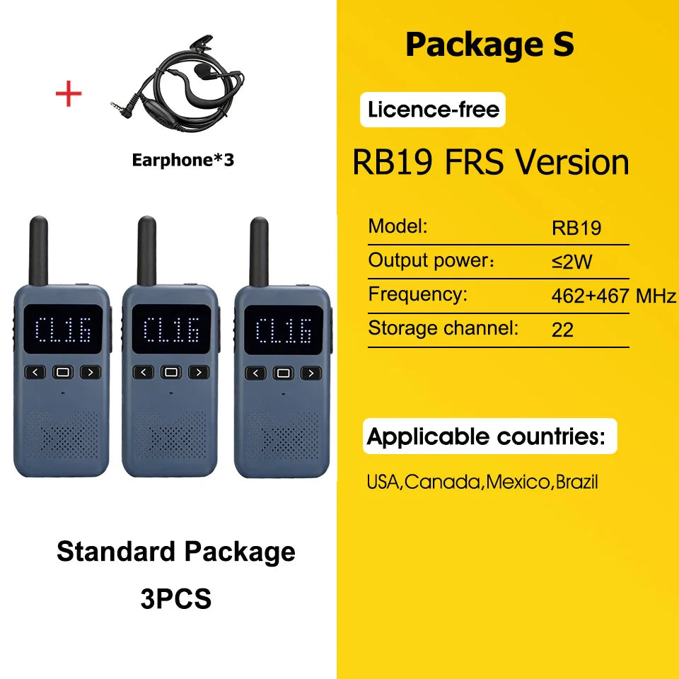 Retevis RB619 Mini Walkie Talkie PMR446/FRS 1650mAh Portable Long Range Two Way Radio Type-C Programmable for Restaurants Hotels