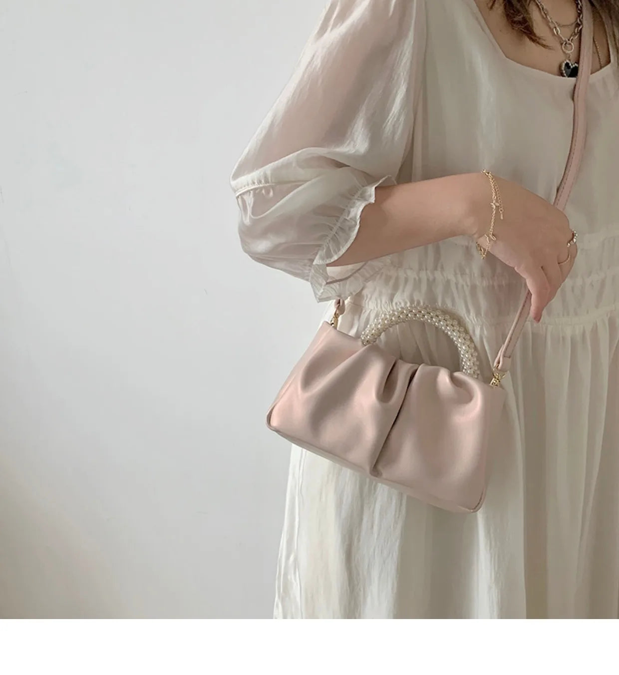 Fashion Pearl Handle for Wedding Dinner Women Clutch Purse Luxury Handbag Ladies Square Shoulder Bags Female Small Messenger Bag