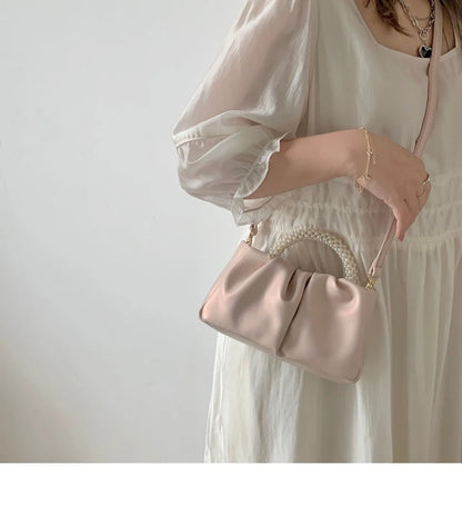 Fashion Pearl Handle for Wedding Dinner Women Clutch Purse Luxury Handbag Ladies Square Shoulder Bags Female Small Messenger Bag