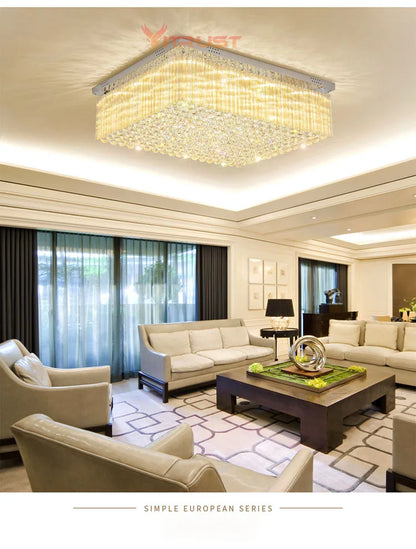 K9 Crystal Ceiling Lights LED Modern Lamps Luxury Chandelier Living Room Dining Bedroom Rectangle LED Lighting Hotel Mall Shop
