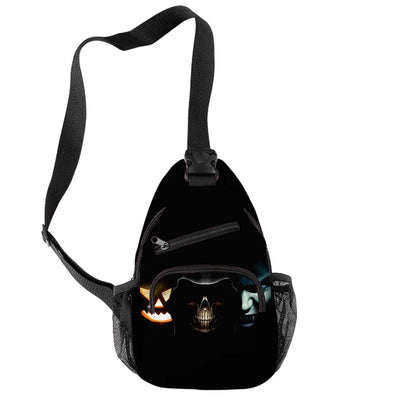 Fashion Youthful Halloween Skeleton Boys/Girls 3D Printed Chest Bags Oxford Waterproof Sports Crossbody Travel Bag Shoulder Bags