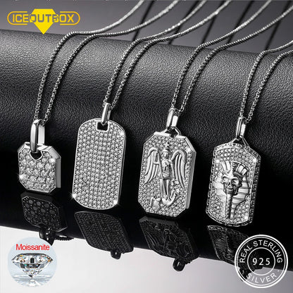 Moissanite Silver Necklace Tag Series Pendant For Women Men 925 Sterling Silver Hip Hop Fine Jewelry Iced Out Pendant New 2022