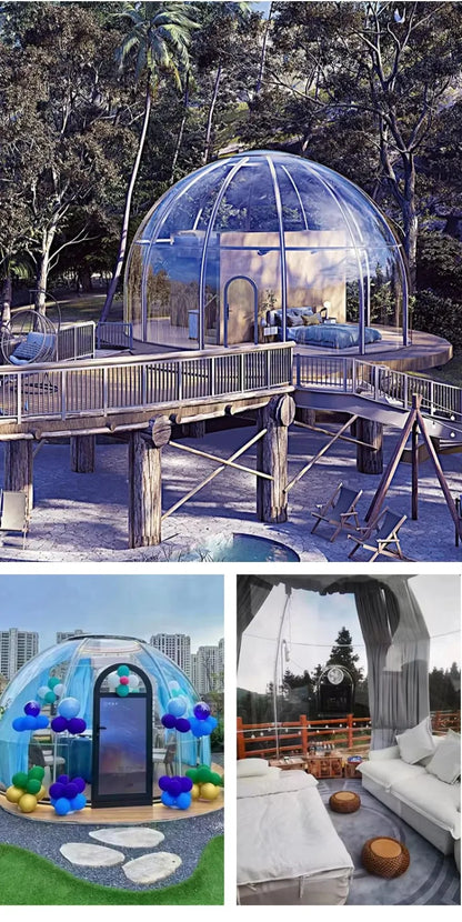 6-8 Person Inflatable Geodesic Bubble Dome Tent, Portable Foldable Igloo House for Outdoor Glamping Resort Party and Event Use