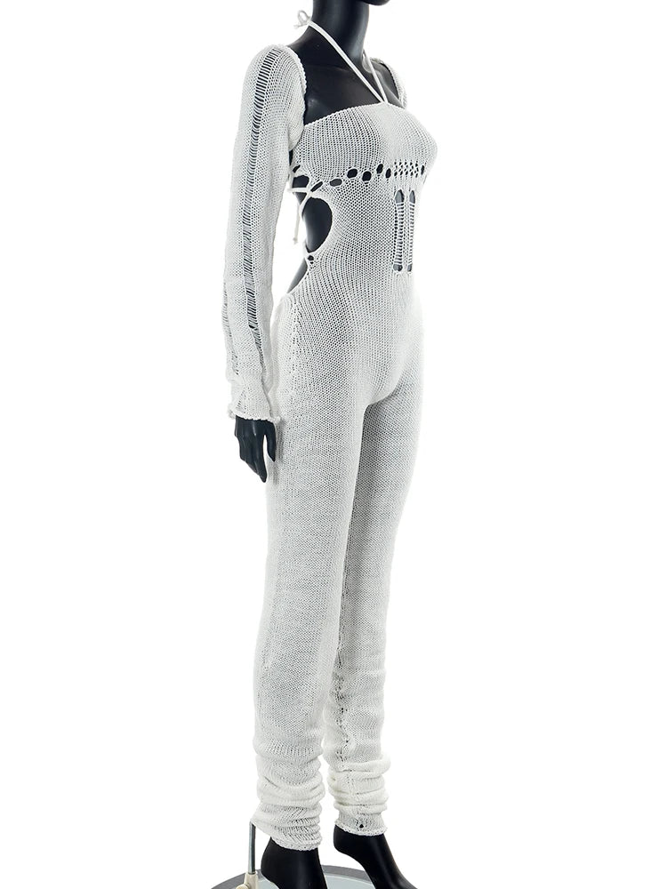 Sisterlinda Fashion Trend Y2K Jumpsuits Women Patchwork Sleeve Bandage Stretch Hipster One Piece Overalls Female Streetwear 2023