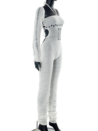 Sisterlinda Fashion Trend Y2K Jumpsuits Women Patchwork Sleeve Bandage Stretch Hipster One Piece Overalls Female Streetwear 2023