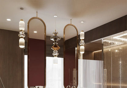 Creative Design Trendy Modern Glass Lamp Modern Home Decor Living Room Pendant Lights LED Foyer Hanging Lamp Long Table Lustre