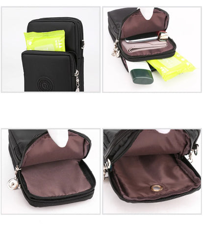 New Women Mobile Phone Bag Nylon Cell Phone Bag Coin Purse Strap Shoulder Bag Small Crossbody Bags for Women Wallet Travel Purse