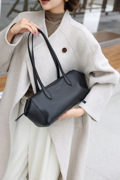 Genuine Grade Leather Women's Shoulder Bag Luxury Designer Brand Ladies Soft Cowhide Large Tote for Woman Ladies Bowling Bag New