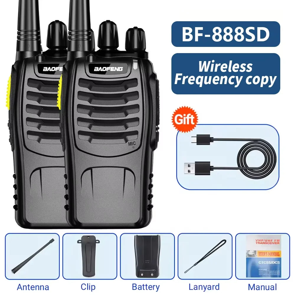 Baofeng BF-888SD Digital Walkie Talkie UHF PMR446 MHz 16CH Long Range Two Way Radio Type-C Charging Noise Reduction Encrypted Ha