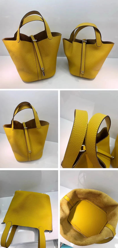 Women Bags Handbags Bucket Bag Real Leathe Fashion Tote Bag Genuine Leather Luxury Desginer Big Size Large Lady Hand Bags