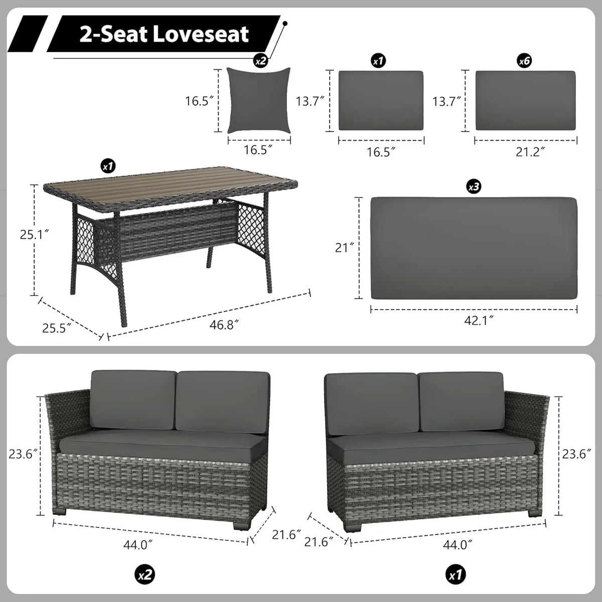 7 Piece Patio Furniture Set, Outdoor PE Wicker Rattan Outdoor Dining Set, Patio Table and Chairs Set, Patio, Customized