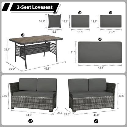 7 Piece Patio Furniture Set, Outdoor PE Wicker Rattan Outdoor Dining Set, Patio Table and Chairs Set, Patio, Customized