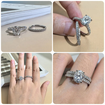 Newshe Moissanite Bridal Rings Set for Women D Color VVS1 Radian Oval Cut Engagement Ring 925 Sterling Silver Luxury Jewelry