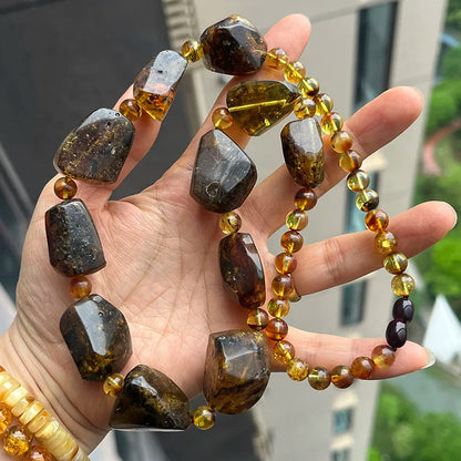 Big New Natural Amber Necklace for Gift European Baltic Original Beads Gogerous 100% Original Real Jewelry Supplier Wholesale