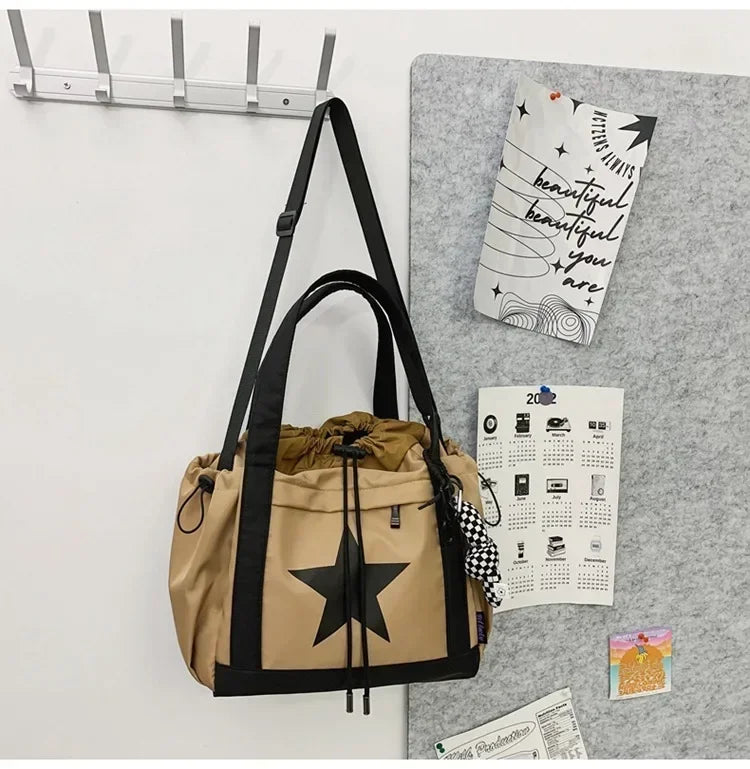 Women New Crossbody Bag Wholesale Large Capacity Couple Shoulder Bag New Casual Nylon Tote Bag Luxury Drawstring Handbag 2025