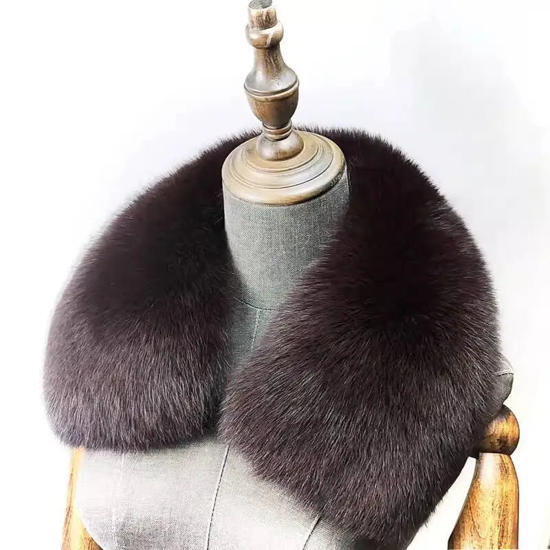 Natural Fox Fur Collar Removable Real Fur Square Collar for Coat Fashion Accessory for Women down Jacket Large Scarf Scarves