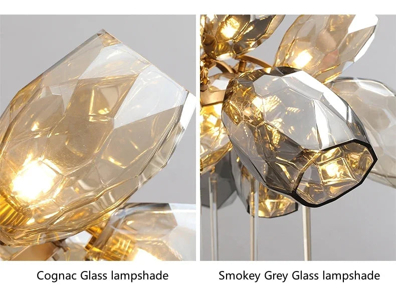 Postmodern Luxury K9 Crystal Chandelier Kitchen Island Decor LED Lighting Cognac Glass Dining Room Hanging Lights Loft Lamps