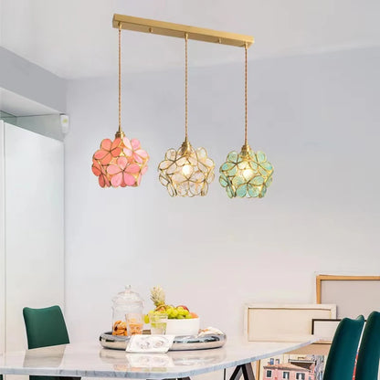 Modern Glass Pendant Lights for Restaurant Cafe Decoration Hanging Lamp Ceiling Chandeliers Nordic Flower Lighting Hotel Decor