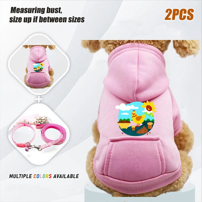 2pcs Winter Dog Hoodies Sweatshirt Jacket Warm Fashion Pet Coat Chihuahuas Bulldog Costume Puppy Pet Autumn
