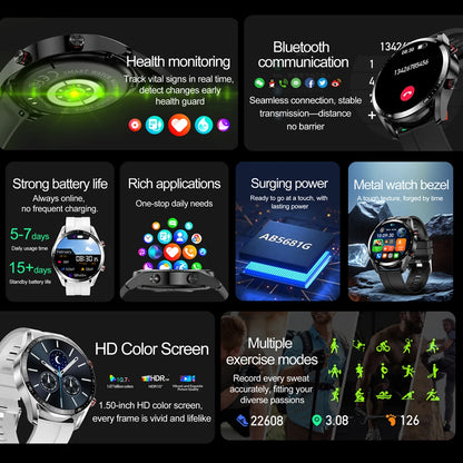 2025 New Business Smart Watch Men Bluetooth Call 1.53-inch AMOLED HD Display Multi-Sport Modes Heart Rate Monitor Smartwatch Man