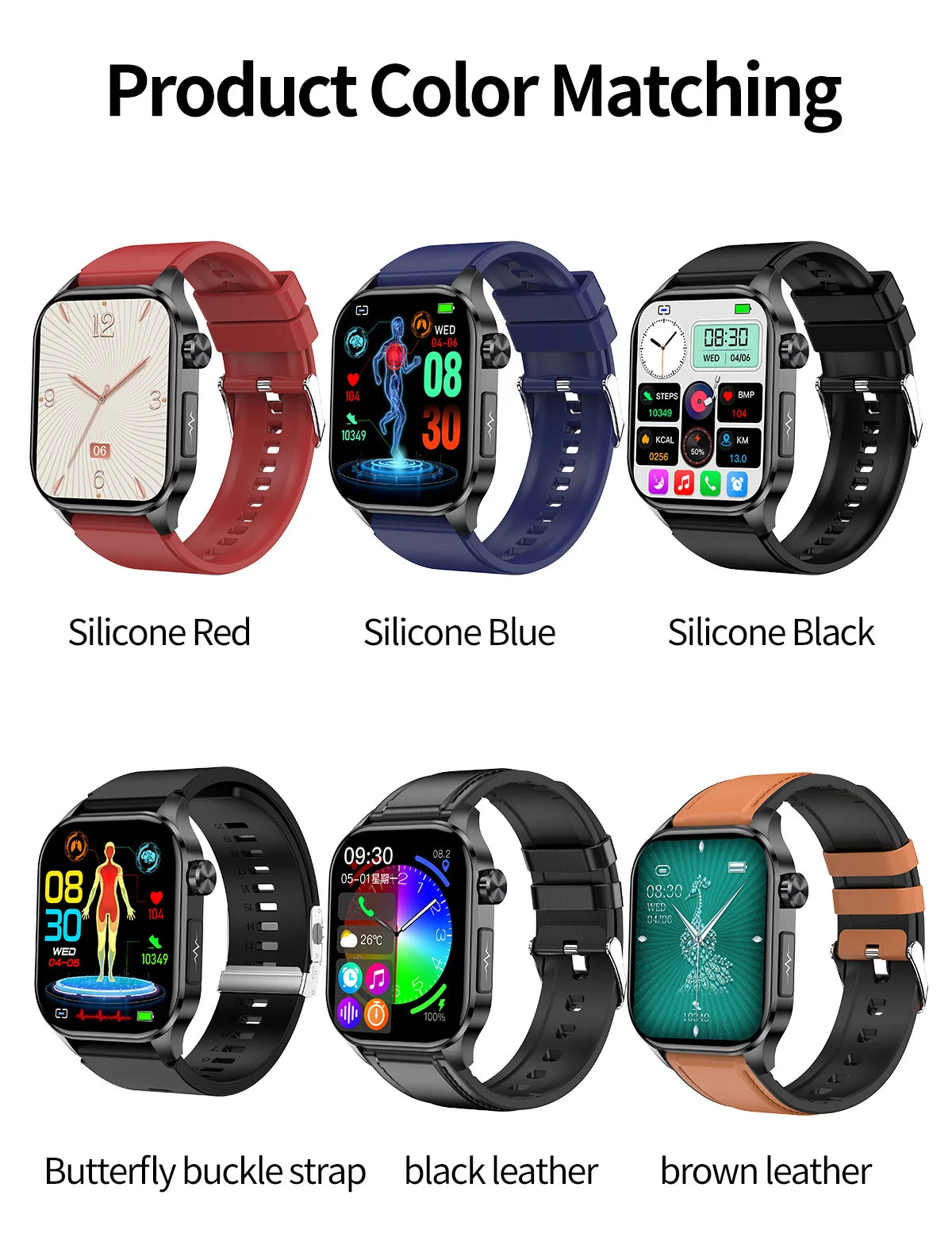 ET580 Smart Watch Men 2.04inch AMOLED Large Screen Bluetooth Call ECG Blood Pressure Oxygen Health Monitor SOS Smartwatch