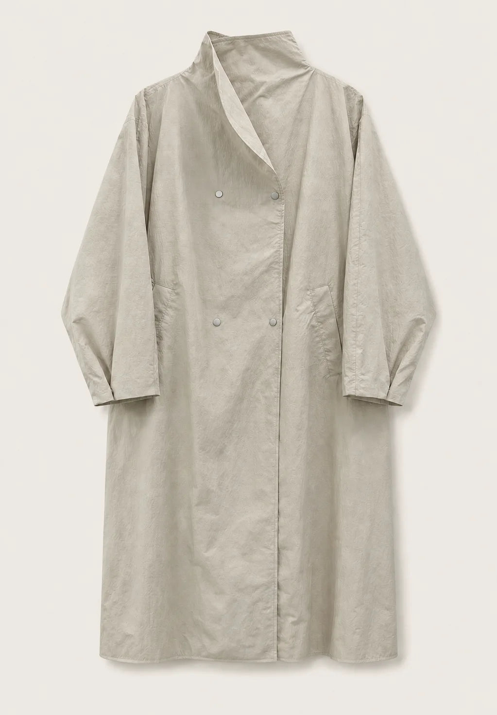 Convertible Collar Oversized Maxi Trench Coat Women Snap Buttons Dolman Sleeve Patch Pockets Outerwear New Ladies Trench Jacket